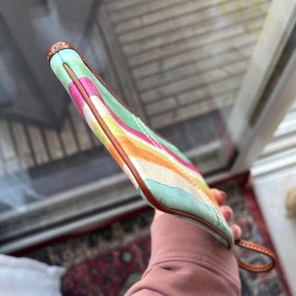 COACH Leatherware Pastel Multi-Color Canvas Zip Wristlet/Pouch - Picture 5 of 7